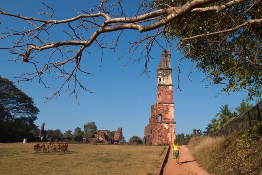 The ruined bell tower of the Church of St. Augustine in Old Goa